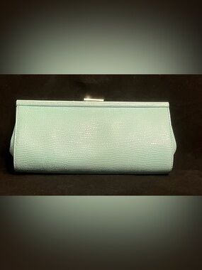 Banana Republic Mint Clutch with Lizard-Embossed Texture